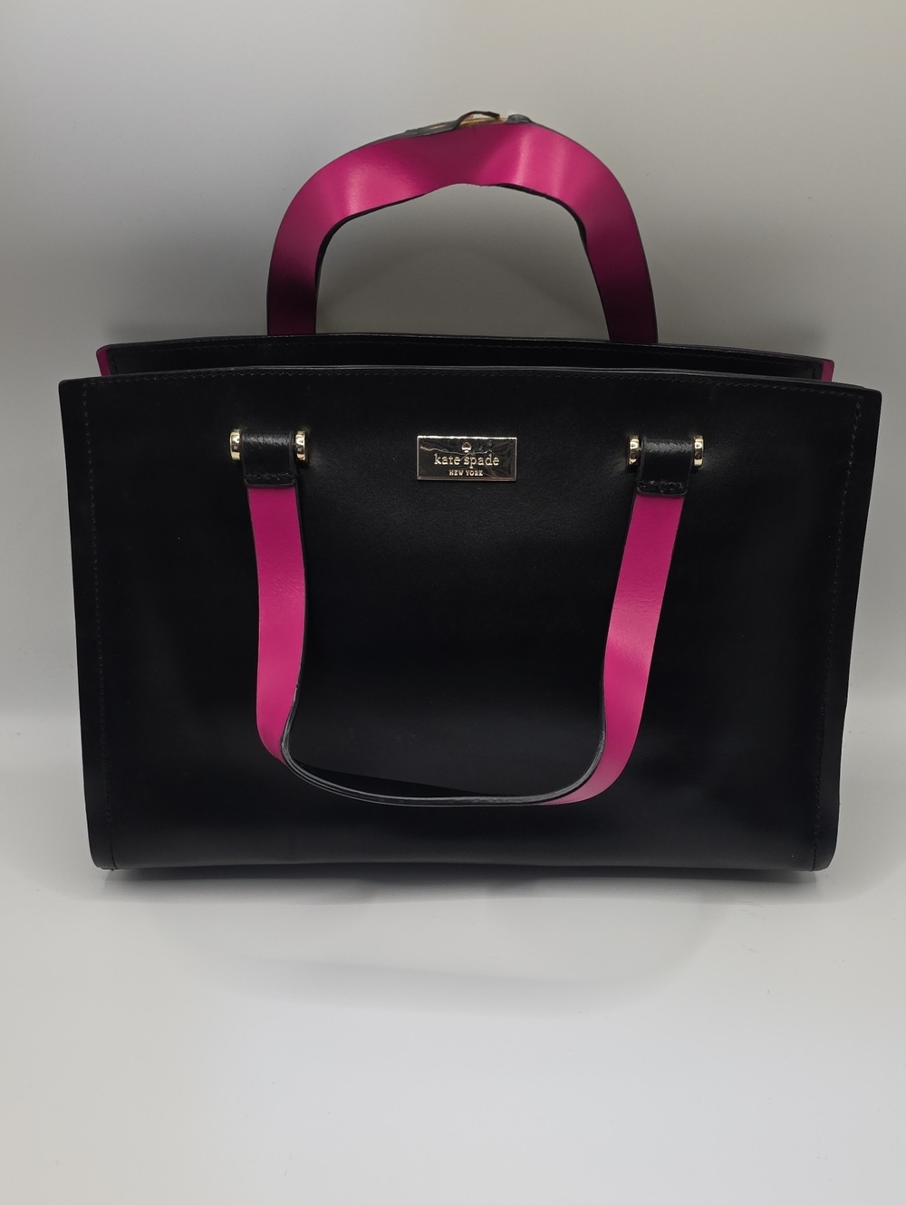 kate spade Black Tote with Hot Pink Handles